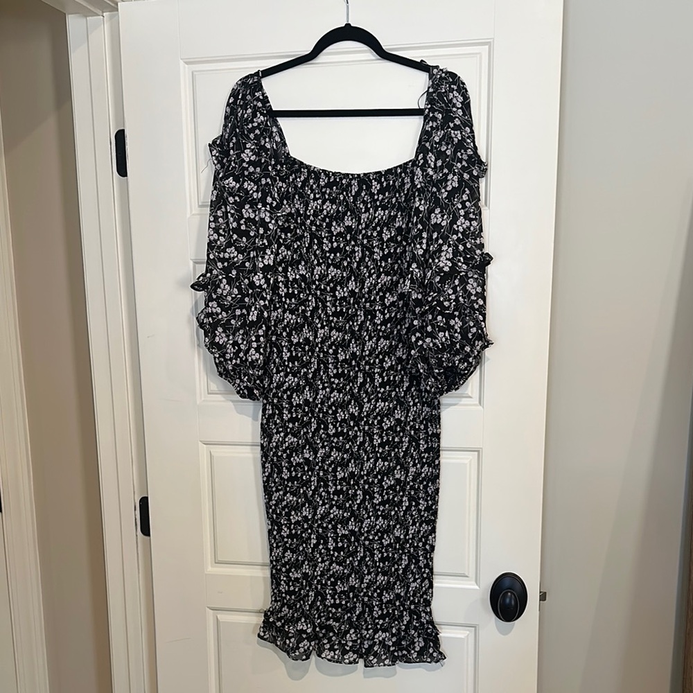 Floral Black and White Women's Dress